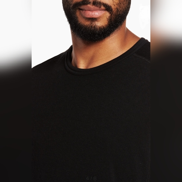 Vince Slim Fit Waffle Knit Long Sleeve T-Shirt Black - Picture 5 of 16